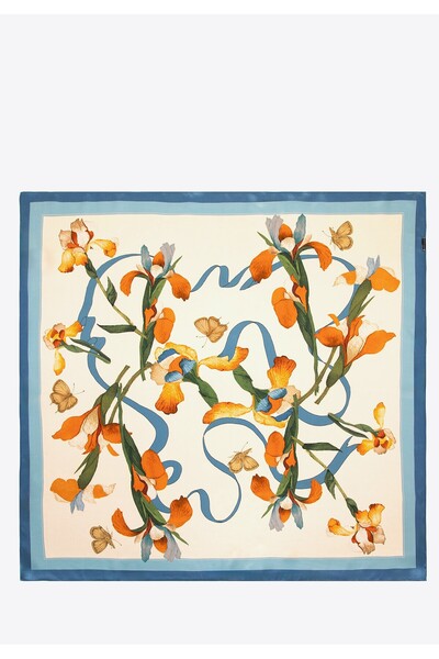 Wittchen EČarfÄ de mÄtase pentru femei cu model albastru Či portocaliu mÄtase albastrÄ Či portocalie