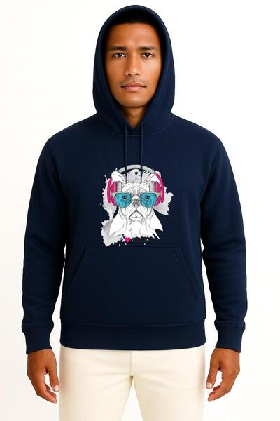 Bahriyeli Collection بغطاء رأس سترة مضحكة للجنسين بتصميم كلب يرتدي نظارات وسم...