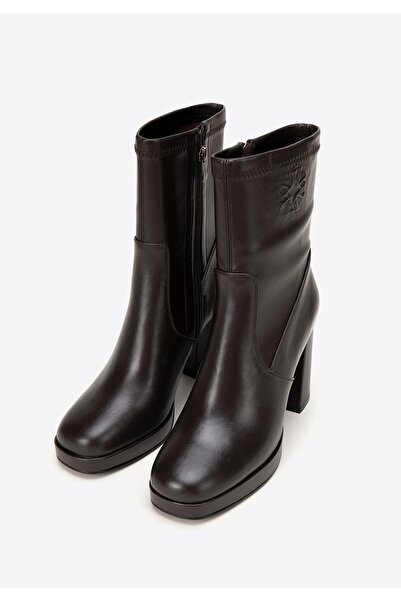 Wittchen Ghete de damă cu toc înalt și monogramă, maro, piele