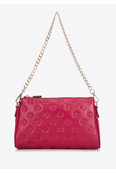 Wittchen Women's Crossbody Bag, Raspberry Embossed Leather, Raspberry Leather