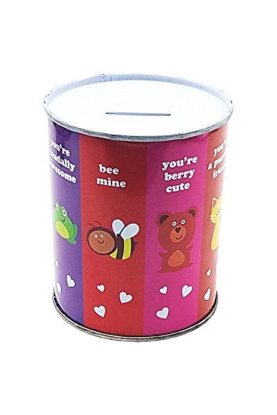 ABS Pușculiță metalică rotundă mică cu imprimeu de câine 9x10 cm