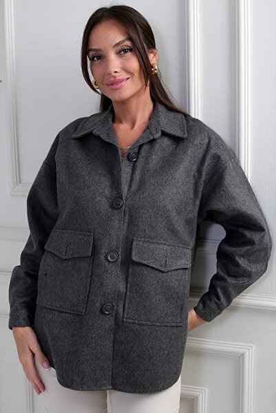 By Saygı Women's Buttoned Front Pocket Shirt