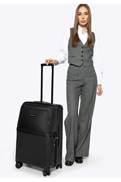 Wittchen Valiză medie bărbătească din ABS și nailon, neagră, neagră, ABS