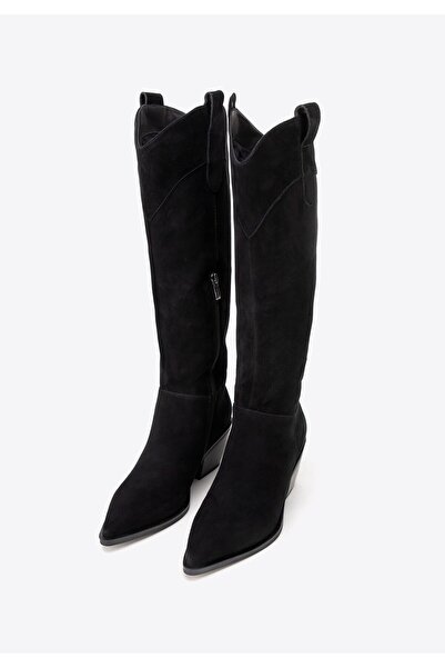 Wittchen Cizme cowboy din piele întoarsă neagră pentru femei