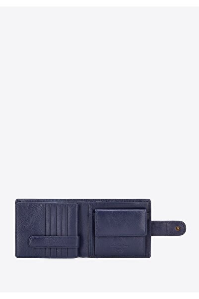 Wittchen Men's Leather Wallet with Snap Closure, Navy Blue, Leather