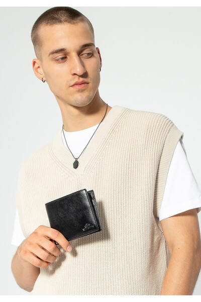 Wittchen Men's Wallet with Folding Panel, Black, Leather