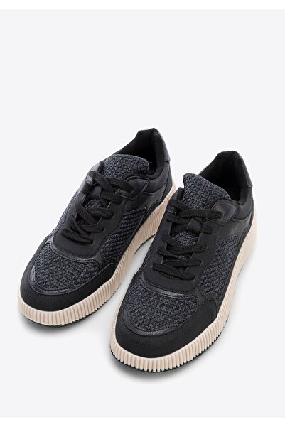 Wittchen Teniși de damă cu platformă groasă, negri, din piele