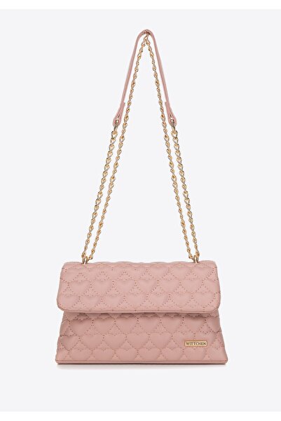 Wittchen Women's mini handbag quilted with hearts, pink -leather