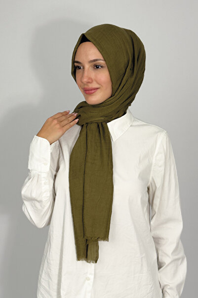 Betimoda Bamboo Kraş Solid Color Shawl Khaki