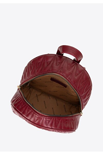 Wittchen Women's Quilted Backpack with Chain, Burgundy, Burgundy, -leather