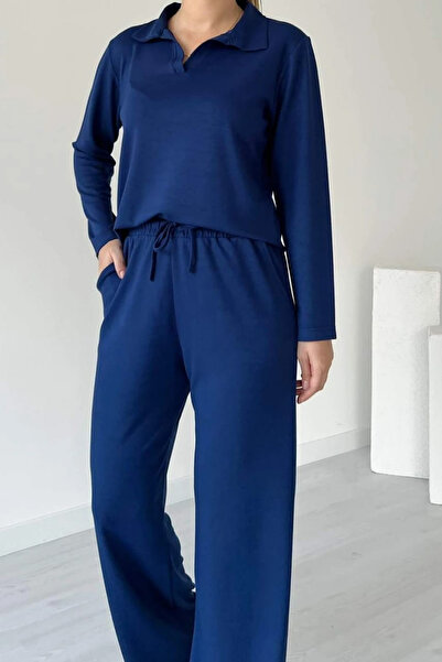 Balenbi Жіночий комплект з модальної тканини з поло-комірцем і довгими рукавами 1126