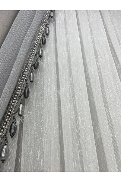 FİENS ŞANTUKLU BAMBU GRAMAJLI MODERN 1/3 Sık Pile Tül Perde Ütü İstemez
