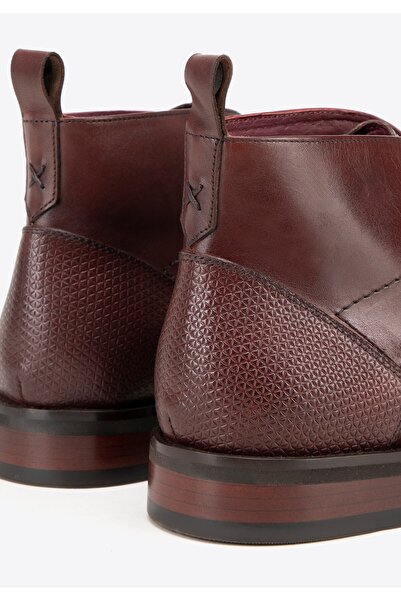 Wittchen Men's leather ankle boots with inserts, burgundy, burgundy, leather