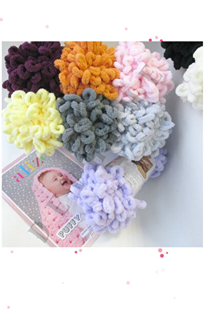 devhome Alize Puffy Hand Knitting Yarns Panduf Blanket Yarn Scarf Cardigan Mat Yarn 9 Meters 100 Grams 6 Pcs