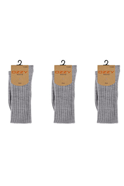 Ozzy Socks 3-Piece Winter Women's Wool Sleeping Socks Soft Touch Gray Color Heat Retaining Socks