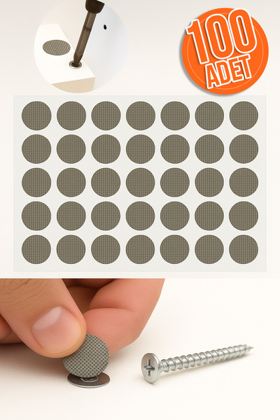 TEK Yapışkanlı Yapıştırma Vida Tapası Tıpası Koton Latte Vida Kapatıcı Kapağı (100 Adet)