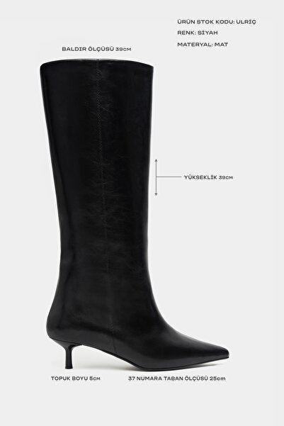NİŞANTAŞI SHOES Ulrich Siyah Mat İnce Topuk Sivri Burun Kadın Çizme