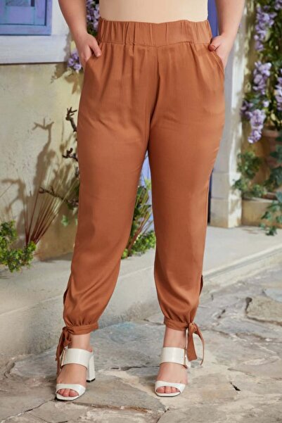 RMG Gamze Moda Large Size Pants with Cord Detail at the Waist and Elastic Waistband