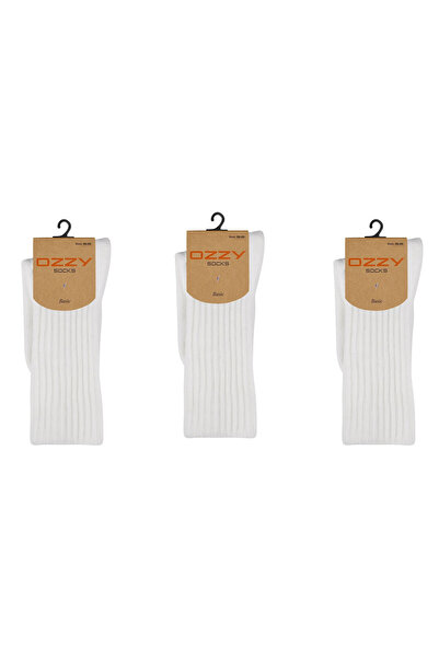 Ozzy Socks Χειμερινές γυναικείες μάλλινες κάλτσες ύπνου 3 τεμαχίων Μαλακό έγχρωμο εκρού Κάλτσες που διατηρούν τη θερμότητα