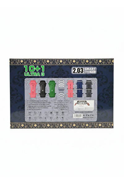 ULTRA 10+1 Deal: Smart Watch 3 Titanium Design with 2.01" Display | Metal Band, Earphones, Cable & 7 Silicone Straps.