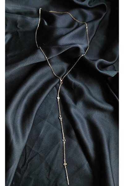 ReZar accessories Işıltılı yuvarlak 4 taşlı çelik y kolye