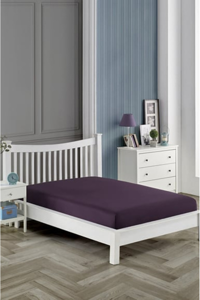 Sendia Fitted sheet with elastic 140×200x25 cm, dark purple