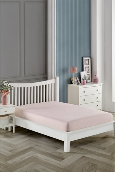 Sendia Fitted sheet with elastic, 100% cotton, powder pink – 140 x 200 x 25 cm