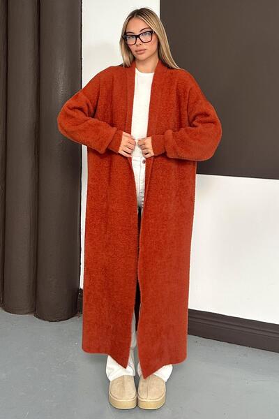 Olcay Long Loose Knit Cardigan Tile 8245