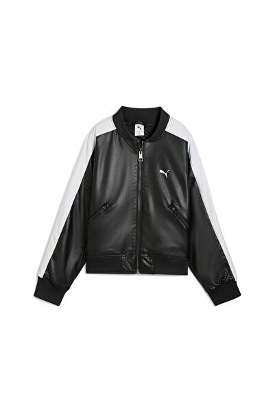 Puma T7 Γυναικείο Μπουφάν Bomber από Συνθετικό Δέρμα Μαύρο 63347901