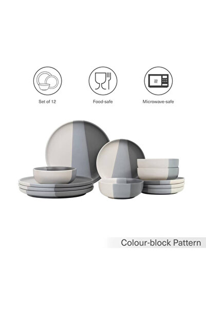 TOHFAT Stoneware Porcelain Dinner Set (12 pieces)
