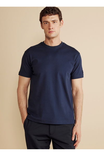 BROOKS BROTHERS Bisiklet Yaka Lacivert Erkek T-Shirt BBFW25MTS004