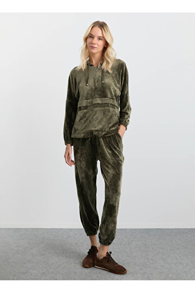 Selen Normal Bel Standart Haki Kadın Pantolon 25KSL5453