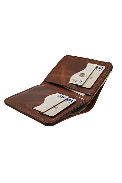 Natty Pell slim wallet in leather, handmade, hand-stitched, brown - NTPVTTSR01MM