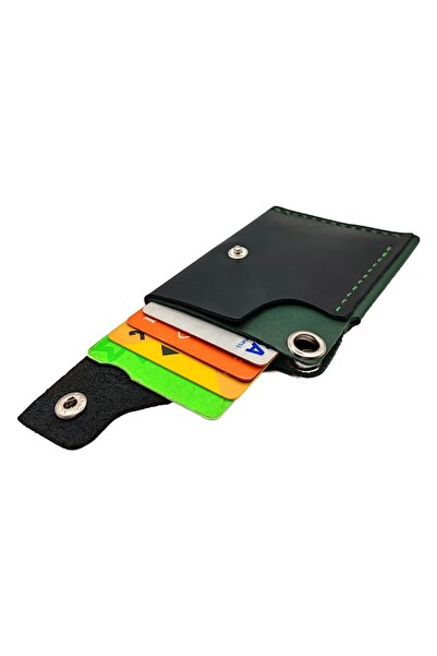 Natty Pell Bicolor leather cardholder - black & green