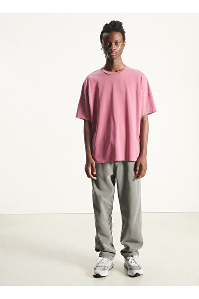 American Vintage Bisiklet Yaka Pembe Erkek T-Shirt MFIZ02AH25CANDVIN