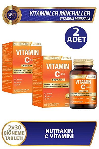 Nutraxin Vitamin C 500 Mg 30 Chewable Tablets 2 Pieces