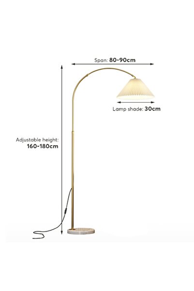 Venpara Adjustable Pleated Floor Lamp with Remote, 3 Color Temperatures, Marble Base