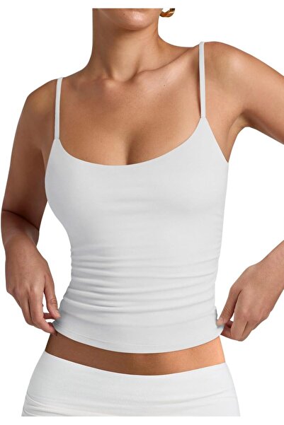 HZYH Women's Halter Top Backless Scoop Neck Slim Stretchy Ribbed Knit Camisole Crop Tops