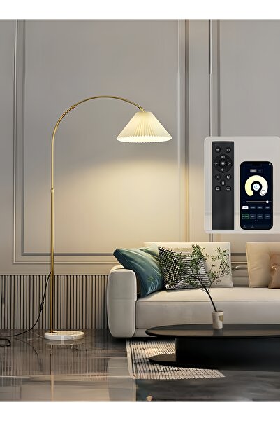 Venpara Adjustable Pleated Floor Lamp with Remote, 3 Color Temperatures, Marble Base