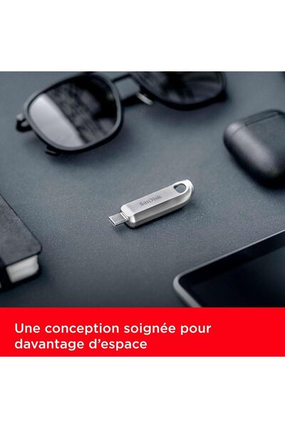 SanDisk Ultra Luxe USB-C Flash Drive 64GB, USB 3.2 Gen 1, Metal, Up to 400MB/s, Silver