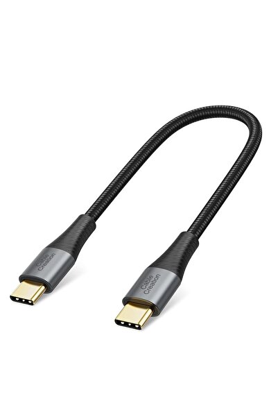 007 كابل USB-C قصير وسريع الشحن من CableCreation بطول 0.8 قدم مضفر مزدوج - أسود