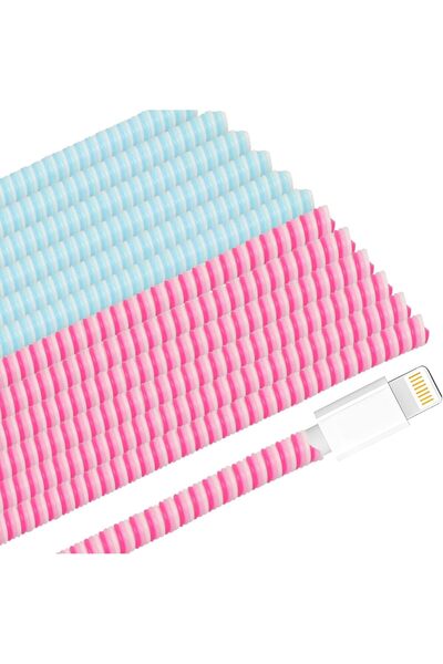 007 Meking Tec Spiral Cable Protectors, Prevent Pet Chewing, 12-Pack (6 Pink + 6 Blue)