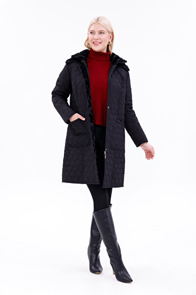 MG OTANTİK Palton căptușit cu blană pentru femei - Palton de iarnă de mărime mare, hidrofug - MG001