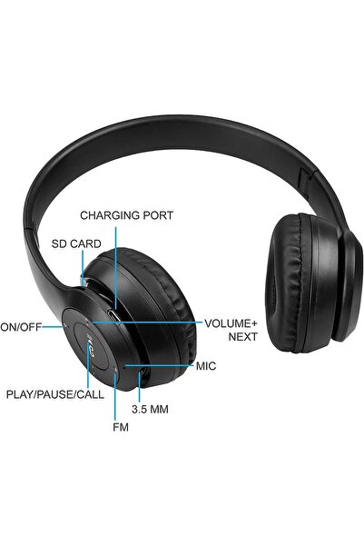 007 iEnds HS584 Wireless Over-Ear Headphones with Microphone, Powerful Stereo Sound, Black