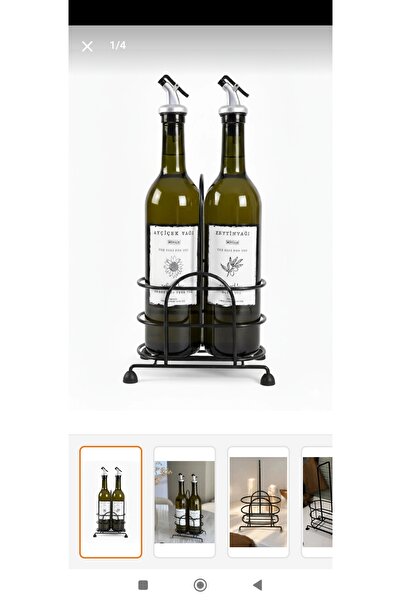 BÜYÜLÜ HOME 750 ml Amber Sunflower Oil Olive Oil Glass Bottle Oil Container Sauce Bowl with 2 Metal Stands