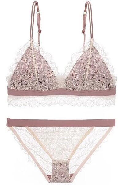 Margoun طقم حمالة صدر مثلثة مثيرة من الدانتيل مع ملابس داخلية بدون سلك MGB-03