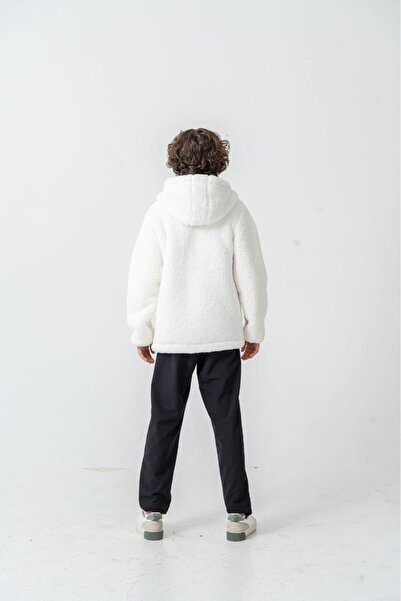 inebolu kids Erkek Çocuk Kapüşonlu Cepli Peluş Mont Ceket