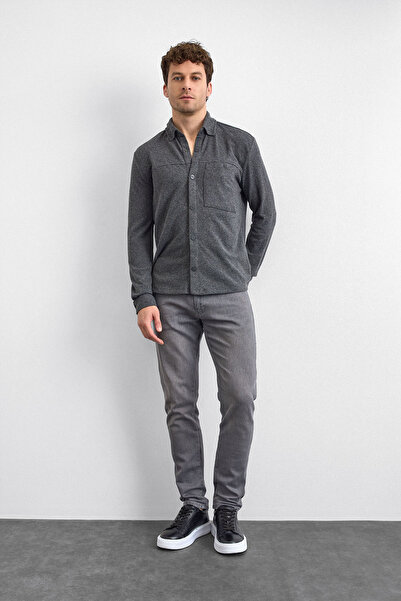 Back And Bond Πλεκτό πουκάμισο ανθρακί κανονικής εφαρμογής