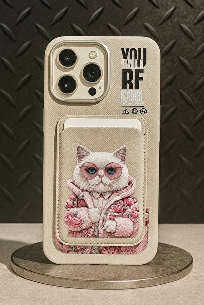 CAMCI Premium İphone 15 Pro Max Cüzdanlı Dokulu Kılıf.