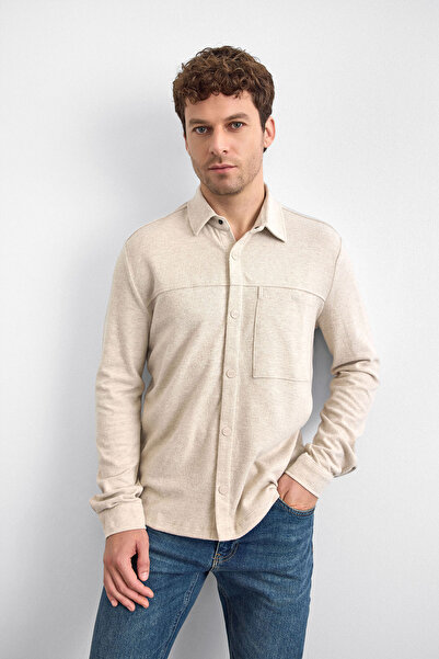 Back And Bond Πλεκτό πουκάμισο εκρού κανονικής εφαρμογής